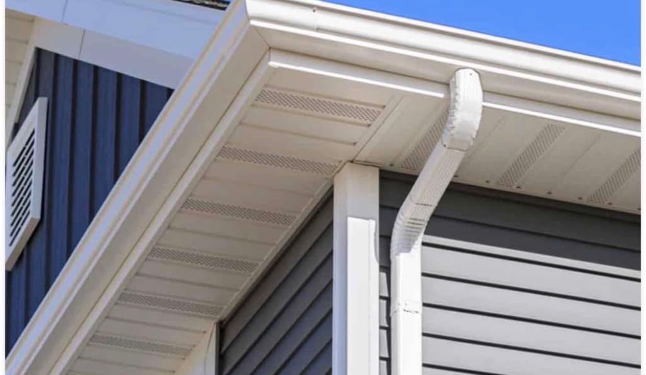 Gutter and downspout corner detail